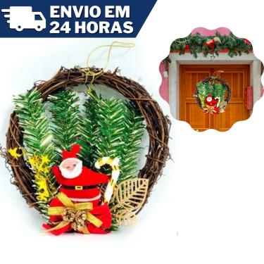 Imagem de Guirlanda De Natal Em Sisal Papai Noel Bengala 18cm