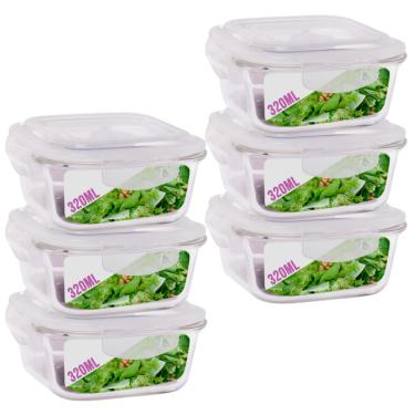 Imagem de Pote Pequeno Para Mantimento 320ml Vidro Tampa Não Vaza 6Un