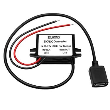 Imagem de SSLHONG Conversor de saída USB DC 20-72V para 5V Módulo Step-Down Transformador à prova d'água (USB A)