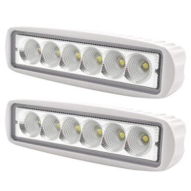 Imagem de Acelane Luz de LED náutica com barra de holofote branca com luz de LED IP67 à prova d'água 12V 18W para barco, pontão, caminhão, SUV, off-road, conjunto com 2