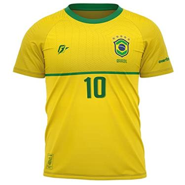 Imagem de Camiseta Filtro UV Infantil Brasil Canarinho Amarelo Torcedor