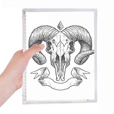 Imagem de Caderno de ilustrações de desenho de animais de crânio de cabra, diário de folhas soltas recarregável, papelaria
