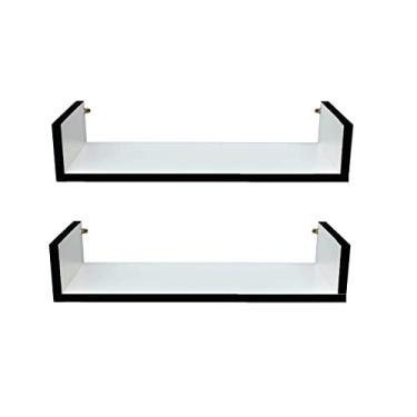Imagem de Prateleira Decorativa Multiuso Borda Preta 2 Peças