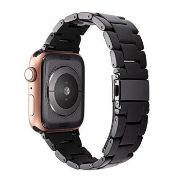 Imagem de Pulseira 3 Elos Preto LTIMPORTS, compativel com Apple Watch 46mm Series 11/10, 45mm Series 9/8/7, 44mm Series 6/5/4/SE, 42mm Series 3/2/1 e Apple Watch Ultra 49mm 3/2/1