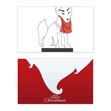 Imagem de Mensagem de Natal com carta de Natal de raposa famosa local japonesa
