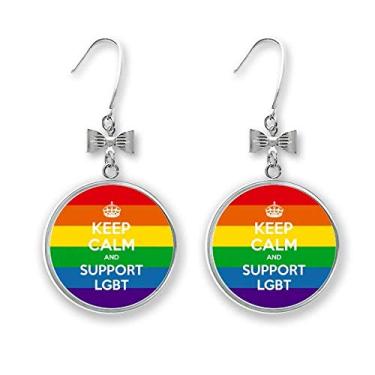 Imagem de Arco-íris Transgênero Bandeira bissexuais LGBT Brincos de laço com gancho perfurado