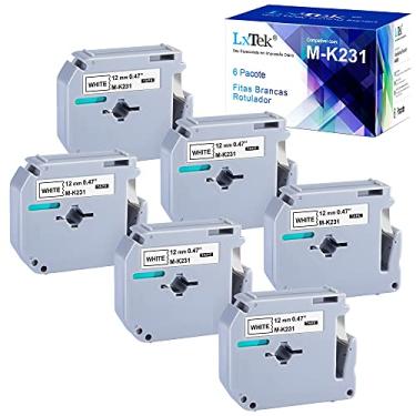 Imagem de M-K231 KIT COM 6 FITAS BRANCAS ROTULADOR BROTHER COMPATÍVEL M-K231 MK231 M231 M-K231S Compatível PT-M95 PT-90 PT80 PT70 PT-65 PT85, 12mm x 8m