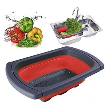 Imagem de Escorredor De Macarrão Alimentos Retrátil P/Pia Resistente