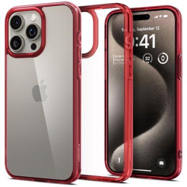 Imagem de Capa Spigen para iPhone 15 Pro Max, ultra híbrida [antiamarelecimento] projetada para Apple iPhone 15 Pro Max - vermelho escuro