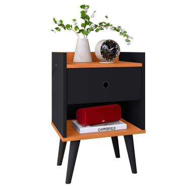 Imagem de Mesa Cabeceira Decore Mesinha 1 Gaveta Nicho Pés Palito Retrô Decoração Quarto - RPM Móveis