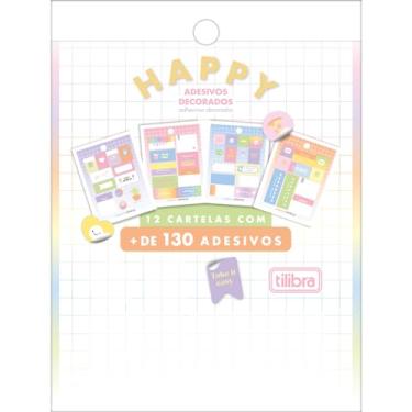 Imagem de Tilibra - Bloco de Adesivos Decorados Happy Metalizado 12 Folhas, Formato: 100mm x 134mm, 316954