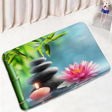 Imagem de Conjunto de tapetes de banho verde orquídea lótus massagem pedra almofada decoração do banheiro tapete de cobertura de vaso sanitário, dd, 1873yy, 75x45cm,29.5x17.7in