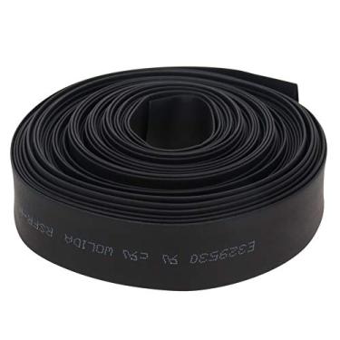 Imagem de Bettomshin 1 peça PE tubo termorretrátil conduíte 1,2 cm diâmetro 8 m/26,25 pés comprimento tubo isolado envoltório relação 2: 1 manga de cabo elétrico para proteção de isolamento de longa duração preto