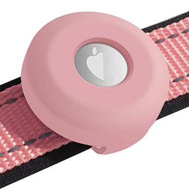 Imagem de Capa rastreador apple para coleira de cachorro Silicone Pet Collar compatível com Apple rastreador apple, Suporte de etiqueta de ar antiperda para acessórios de coleiras de cães de gato (Rosa)