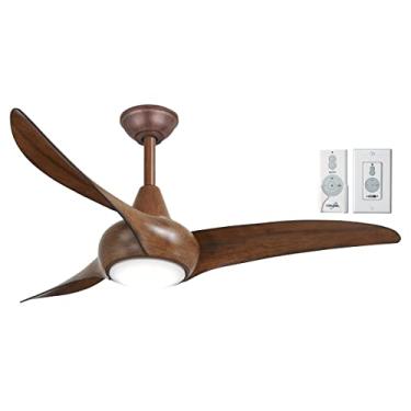 Imagem de Minka-Aire F845-DK Ventilador de teto de onda de luz de 112 cm com luz LED em Koa envelhecido com controle remoto e adicional de parede