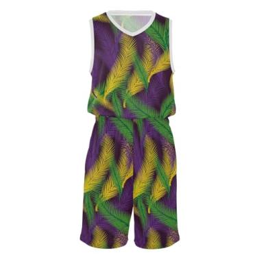 Imagem de Camiseta de basquete e shorts Nature Palms Tropical Mardi Gras Roxo Juventude Basquete, Nature Palms Tropical Mardi Gras, X-Large