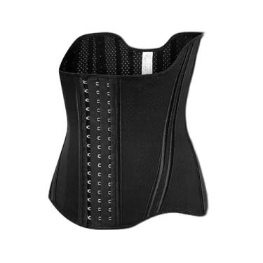 Imagem de Pehhim Modelador de cintura de látex para mulheres modelador de cintura espartilho cintas para mulheres extra firme com 19 nervuras de aço galvanizado, Preto, XX-Small