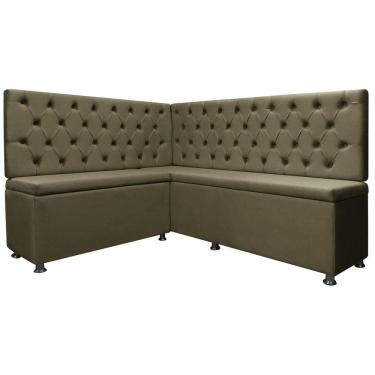 Imagem de Kit Canto Alemão 4 Lugares com Baú e Capitonê Veludo Marrom 1,25x1,60m SOFA STORE