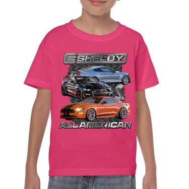 Imagem de Camiseta juvenil Shelby All American Cobra Mustang Muscle Car Racing GT 350 GT 500 Performance Powered by Ford Kids, Rosa choque, G
