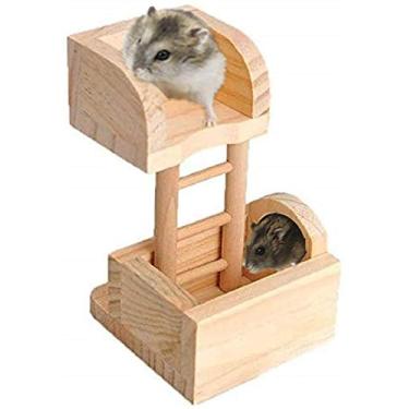 Imagem de Hamsters Casa de Madeira Esconderijo Mirante Torre Escalada Escada Brinquedos para Chinchila Gerbil, Rato, Rato, Rato, Rato, Guiné, Porquinho-da-índia, Plataforma de Jogar Pequenos Animais de