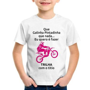 Imagem de Camiseta Infantil Trilha Com O Titio (Moto Rosa) - Foca Na Moda