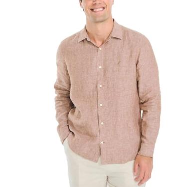 Imagem de Nautica Camisa de linho masculina, Casca de coco, XXG