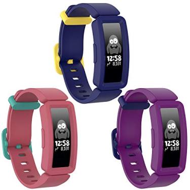 Imagem de Watbro Compatível com Fitbit Ace 2 para crianças a partir de 6 anos, pulseira de silicone macio, acessórios de pulseira de relógio, pulseiras esportivas coloridas para Fitbit Ace 2 para meninos e