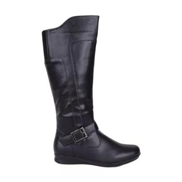 Imagem de Bota Feminino Mooncity Cano Alto Flat Elastico Preto 34
