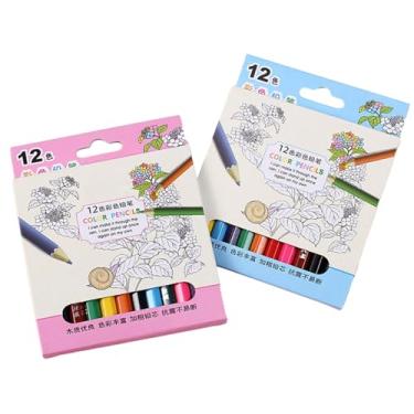 Imagem de Joucien Lápis de cor infantil com desenho de grafite de 24 cores, 12 cores, tamanho pequeno, mistura e combinação
