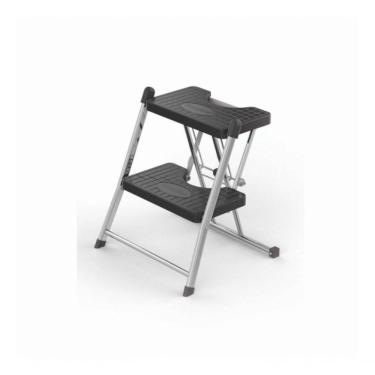 Imagem de Escada Alcance 2 Degraus Dobrável 120 Kg Cromada Anodilar