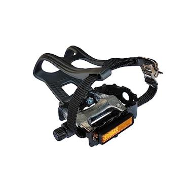 Imagem de UPANBIKE Pedais de Bicicleta com Clipes e Tiras para Bicicleta Ergométrica, ao Ar Livre e Estacionária, Eixo de 9/40.6 cm com Refletores