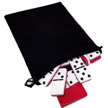 Imagem de Marion Domino Double Six 6 Two Tone Red and White Tiles Jumbo Tournament Professional Size with Spinners in Black Elegant Velvet Bag