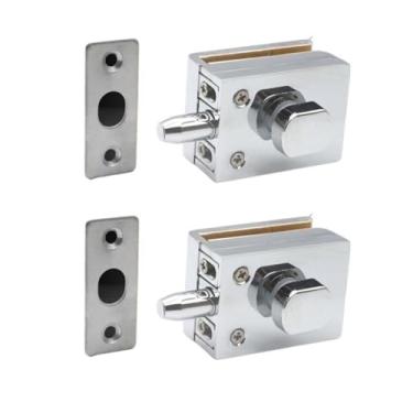 Imagem de Trava de porta de vidro, 2 peças, para portas de vidro de espessura de 8mm-12mm, parafuso de bloqueio de liga de zinco, trava de aterramento, interruptor unidirecional