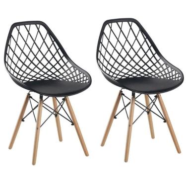 Imagem de Kit com 2 Cadeiras Cloe Base Madeira Preto