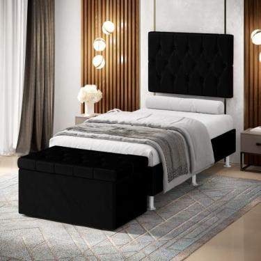 Imagem de Kit Painel Centaurus 100 e Calçadeira Sagitarius Veludo Aradecor, Pret