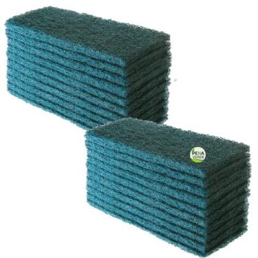 Imagem de Fibra de Limpeza Pesada Verde Piso 23 cm x 10 cm - Kit 20 Unidades Par