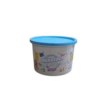 Imagem de Pote Decorado Lavanderia - Tampa Azul 1,8L - DMplas, Prendedor de Roup