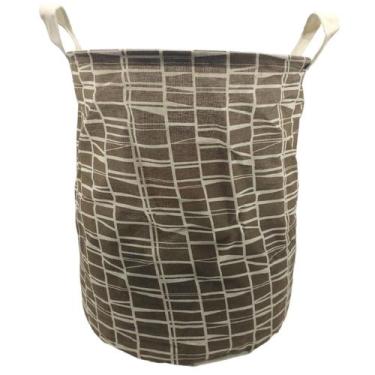 Imagem de Cesto Organizador Multiuso Tecido Brinquedos Roupa - Marrom - Kadê