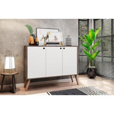 Imagem de Balcão Aparador Buffet 3 Portas Castani com Branco Bela Casa - Bela Ca