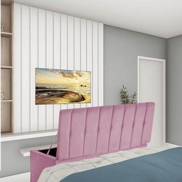Imagem de Calçadeira Baú Recamier Casal 140CM Kiara material sintético Rosa - D 