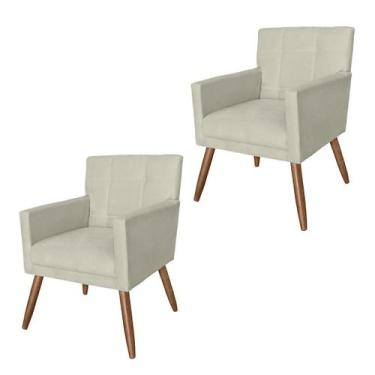 Imagem de Jogo 2 Poltronas Estofadas Para Quarto Closet Onix Suede Bege - LM DEC