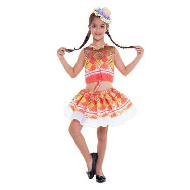 Imagem de Vestido de Festa Junina Infantil Cropped e Saia Vermelho - Global Fant