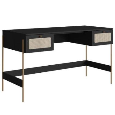 Imagem de Escrivaninha 2 Gavetas Oslo Artesano 139 cm (largura) MDP Nero Palha S