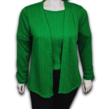 Imagem de Conjunto Feminino Twin Set em Crochet Manga Comprida Plus Size - AMOPL
