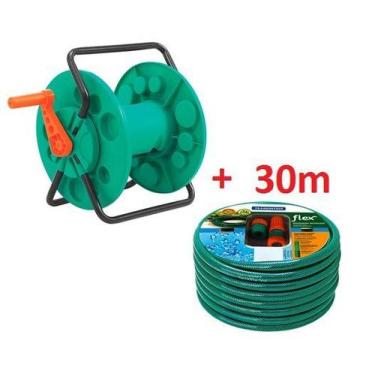 Imagem de Suporte Enrolador Mangueira Jardim Até 55m + 30m Mangueira Original Tr