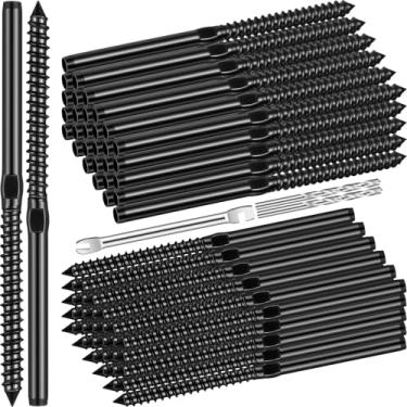 Imagem de Tandefio Pacote com 60 parafusos roscados de aço inoxidável para canhotos e destros para poste de madeira de 1/20.3 cm kit de trilhos de deck de cabo preto kit de trilhos de escada com chave inglesa