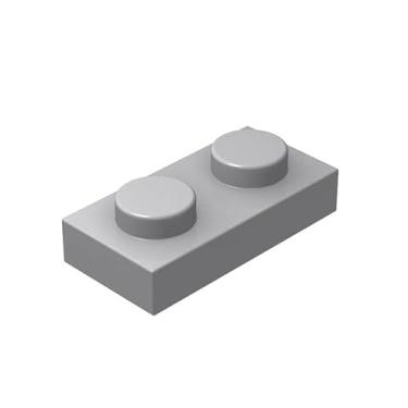 Imagem de Plwooyur Classic Grey Plates Bulk, Light Gray Plate 1x2, Building Plates Flat 100 Piece, Compatible with Lego Parts and Pieces: 1x2 Gray Plates(Color: Light Gray), M0659-23
