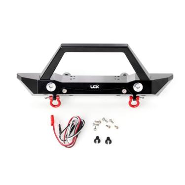 Imagem de LCX Racing 1/6th RC Crawler Car CNC Machined Aluminum HD Front Bumper w/Led Red Shackle for Axial SCX6, Upgrades Parts Accessories