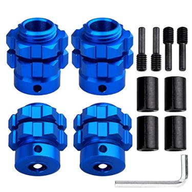 Imagem de Adaptadores de cubo de roda sextavada de alumínio de 17 mm para Traxxas E-Maxx E-Revo Summit 1/10 (conjunto de 4) (azul marinho)