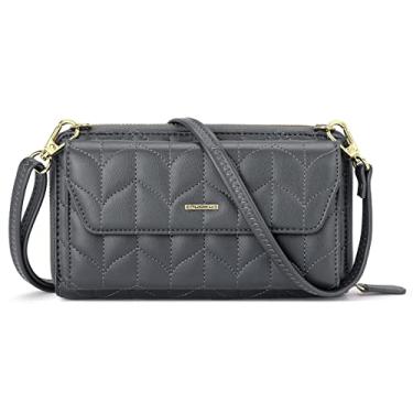 Imagem de nuoku Carteiras femininas com compartimentos para cartão de crédito e bloqueio de RFID para pulso de grande capacidade, 3 - Design cinza de ferro